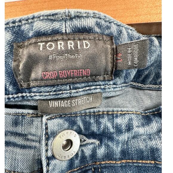 Torrid Feel The Fit Crop Boyfried Plus Sz Women 14 Straight Leg Vintage Stretch - Picture 4 of 6